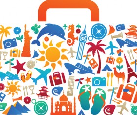 Set of Summer seashore elements vector 03