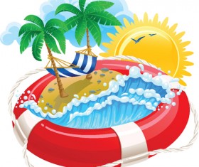 Set of Summer holidays elements vector background 04