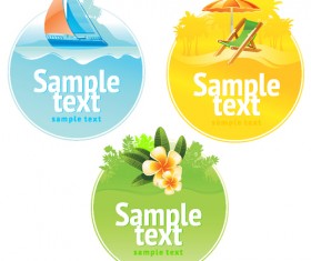 Set of Summer seashore elements vector 05