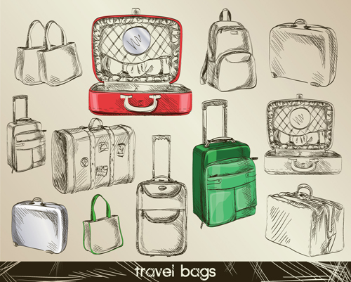 Set of Travel bags Illustration vector 03