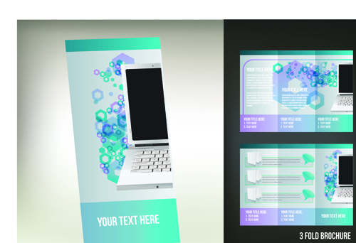 Set of Tri fold business brochure cover vector 08