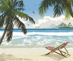 Elements of Tropical Beach background vector art 02