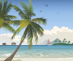 Elements of Tropical Beach background vector art 03