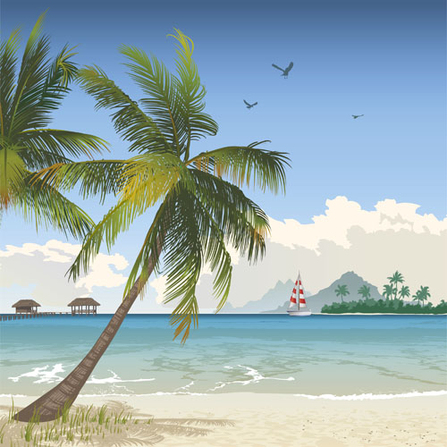 Elements of Tropical Beach background vector art 03