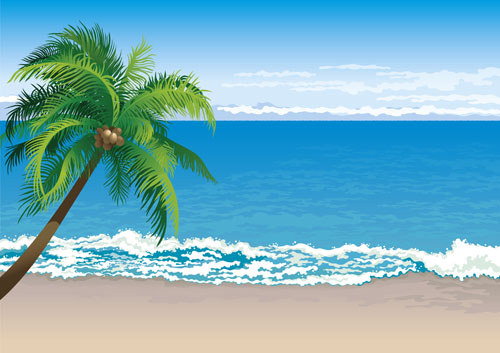 Elements of Tropical Beach background vector art 04