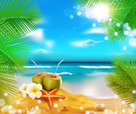 Elements of Tropical Beach background vector art 05