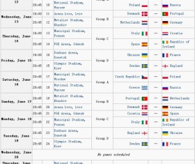 UEFA Euro 2012 schedule vector