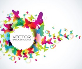 Set of Vector Colorful Butterflies background 02
