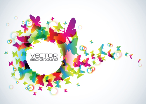 Set of Vector Colorful Butterflies background 02