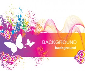 Set of Vector Colorful Butterflies background 03