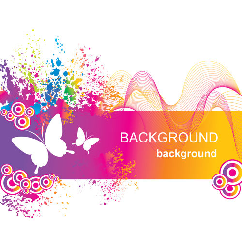 Set of Vector Colorful Butterflies background 03