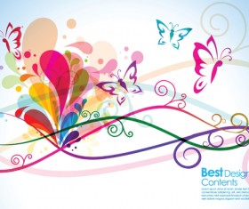 Set of Vector Colorful Butterflies background 04