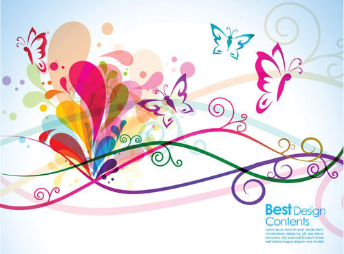 Set of Vector Colorful Butterflies background 04