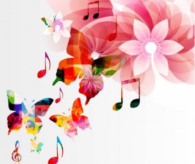 Vector Butterflies and flower background art 03