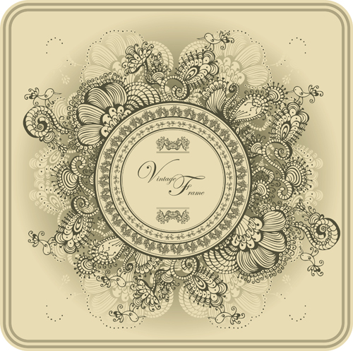 Elements of Vintage Style vector backgrounds 04