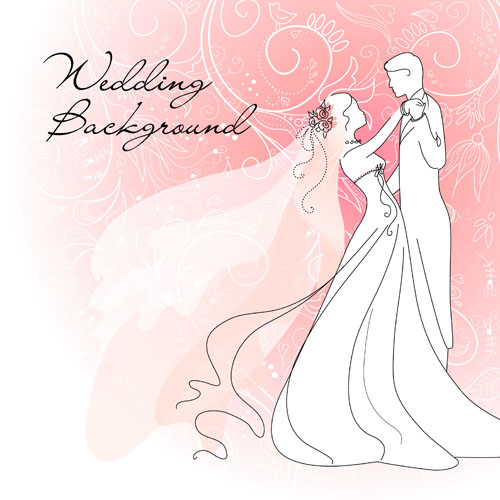 Set of Romantic Wedding vector background 02