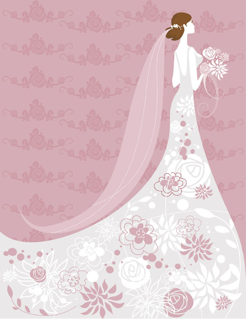 Set of Romantic Wedding vector background 03