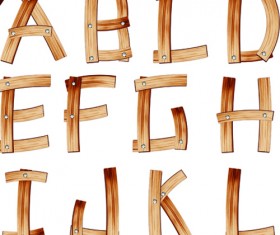 Set of Wooden alphabet numerals vector 02
