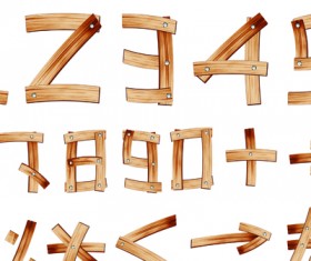 Set of Wooden alphabet numerals vector 03