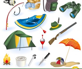 Set of active recreation elements vector 03