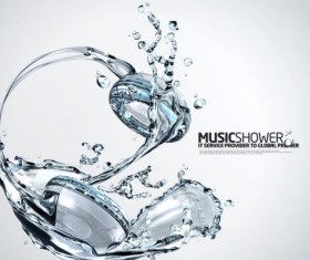 creative Water elements Music headphones Layered PSD