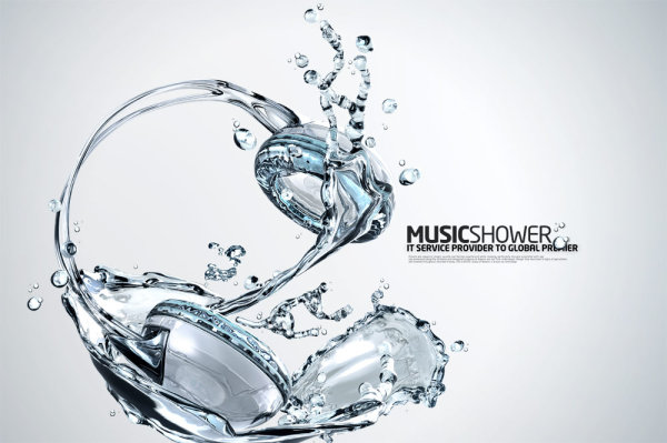 creative Water elements Music headphones Layered PSD