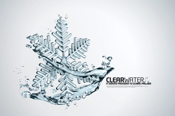 creative Water elements Snowflake Layered PSD