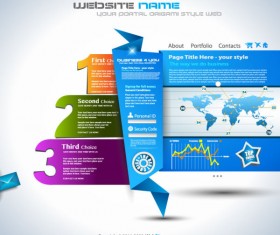 Set of Origami web design elements vector 02