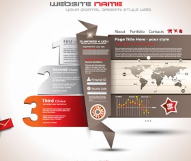 Set of Origami web design elements vector 05