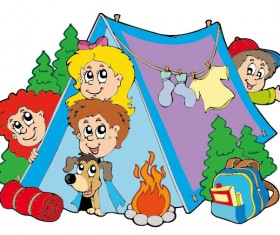 Cartoon summer camp elements Illustration vector 02