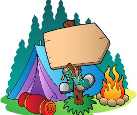 Cartoon summer camp elements Illustration vector 03