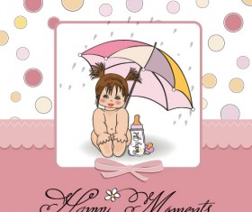 Elements of Cute little baby card vector 01