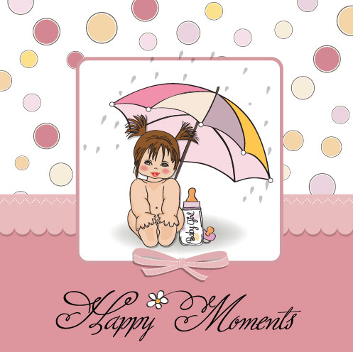 Elements of Cute little baby card vector 01
