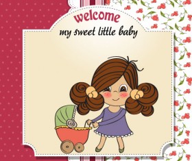 Elements of Cute little baby card vector 04
