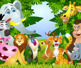 Set of Cartoon Animal Paradise vector 02
