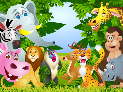 Set of Cartoon Animal Paradise vector 02
