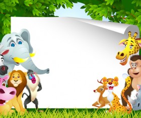 Set of Cartoon Animal Paradise vector 03