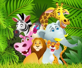 Set of Cartoon Animal Paradise vector 03 free download