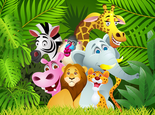 Set of Cartoon Animal Paradise vector 05