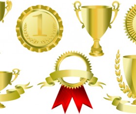 trophy cup and Medals vector set 02