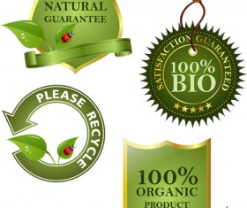 Set of Eco and Bio elements vector labels 01