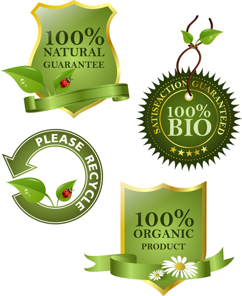 Set of Eco and Bio elements vector labels 01