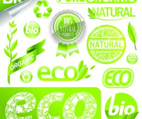 Set of Eco and Bio elements vector labels 02