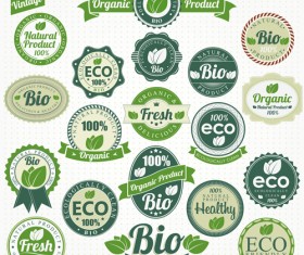 Set of Eco and Bio elements vector labels 03