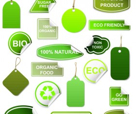Set of Eco and Bio elements vector labels 04