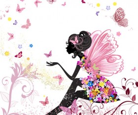 Set of floral Girls elements vector 01