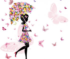 Set of floral Girls elements vector 04