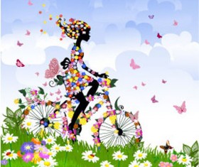 Set of floral Girls elements vector 05