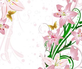Set of with Flowers elements background vector 01