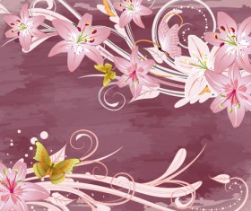 Set of with Flowers elements background vector 02